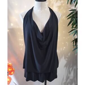 Magicsuit by Miraclesuit Drape Neck Black Skirted Tankini Swim Set Women's M